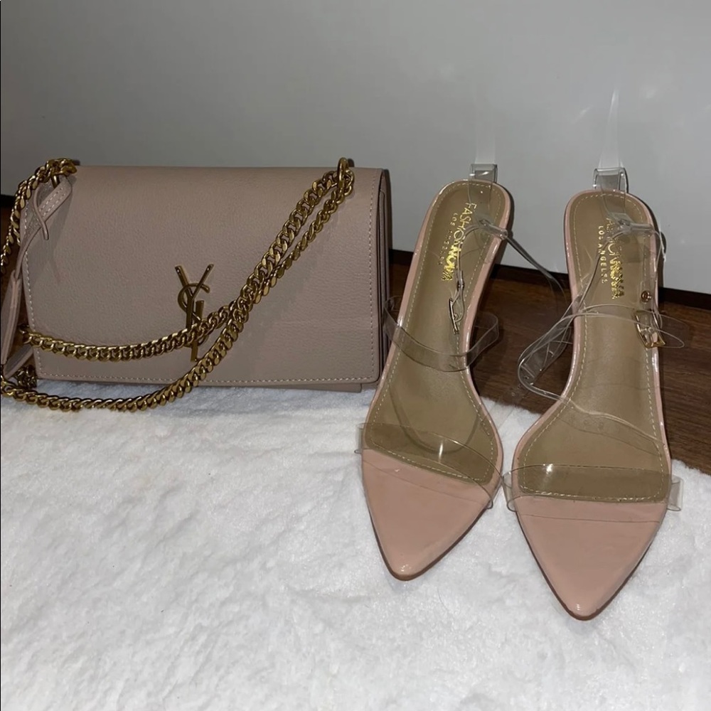 NWT nude pvc strap stiletto heels